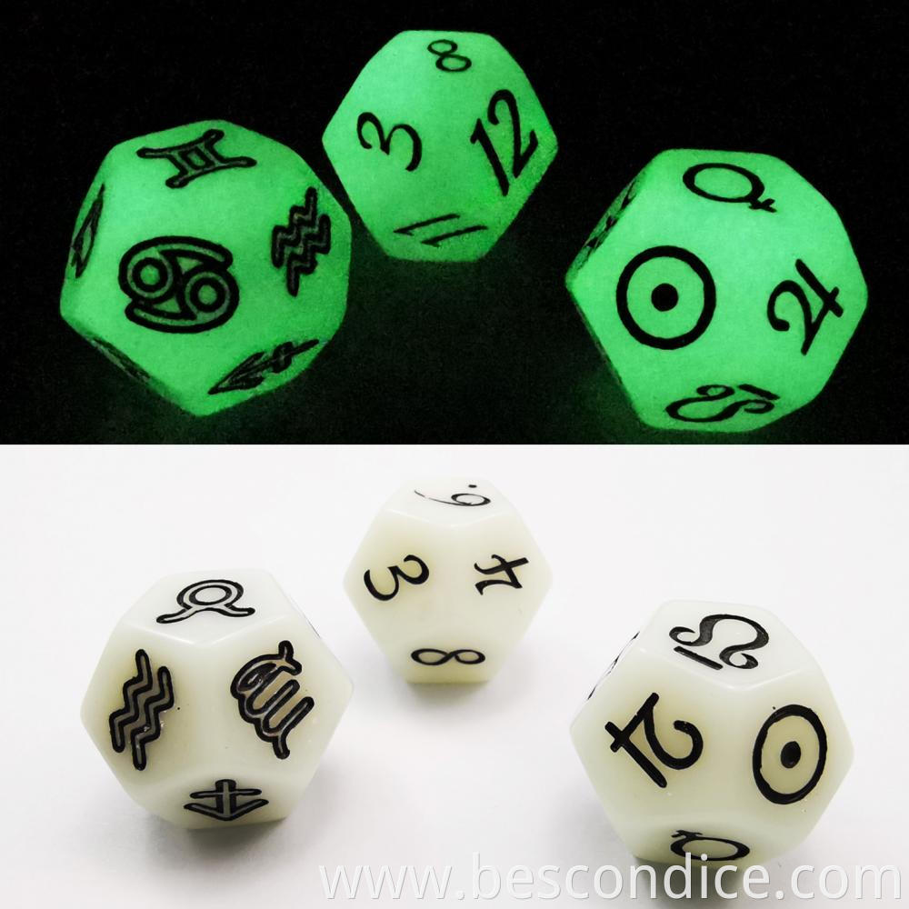 Glowing Astrological Dice 12 Sided Tarot Dice Resin 1